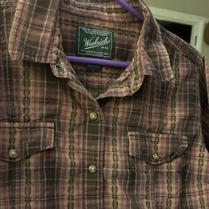Woolrich Women's Casual Plaid Shirt - Brown and Pink